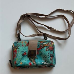 Sakroots Floral Patterned Blue and Tan Women's Bag
